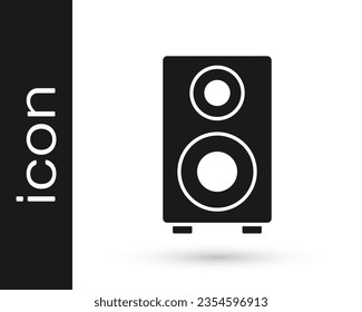 Black Stereo speaker icon isolated on white background. Sound system speakers. Music icon. Musical column speaker bass equipment.  Vector