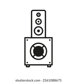 Black Stereo speaker icon isolated on white background. Sound system speakers. Music icon. Musical column speaker bass equipment. Set icons colorful. Vector.