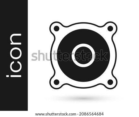 Black Stereo speaker icon isolated on white background. Sound system speakers. Music icon. Musical column speaker bass equipment.  Vector