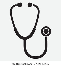 Black stethoscope icon on a light gray background medical symbol healthcare doctor.