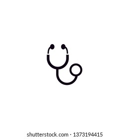 Black stethoscope icon with white background 