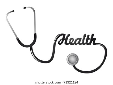 black stethoscope isolated over white background. vector