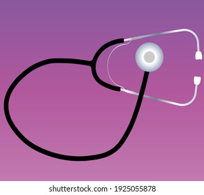 black stethoscope on purple gradient background 