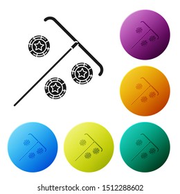 Black Stick for chips icon isolated on white background. Casino gambling. Set icons colorful circle buttons. Vector Illustration