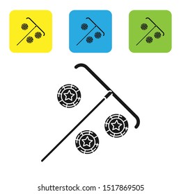 Black Stick for chips icon isolated on white background. Casino gambling. Set icons colorful square buttons. Vector Illustration