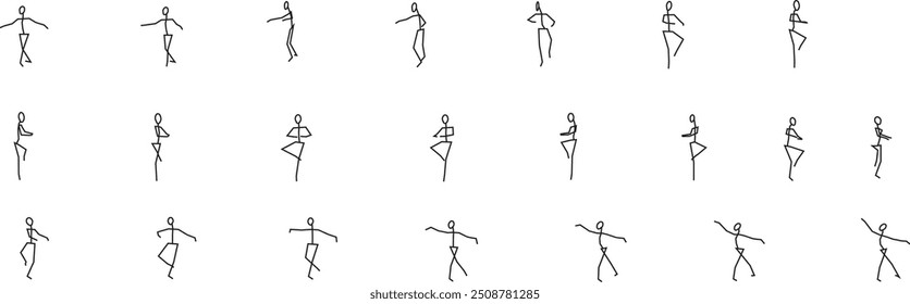 Black stick figure performing a pirouette, ideal for dance-related projects and animations. Available in .eps format for easy customization and high-resolution vector design