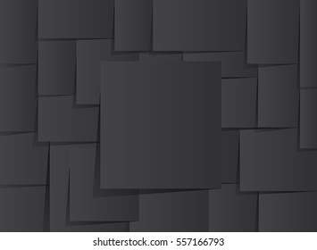 Black stick note isolated on black background, vector illustration
