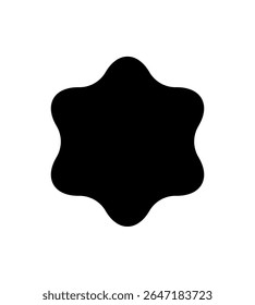 Black Sticker Logo Tag Emblem. Label Shape for Badge Design, Sale Offer, Original Product Mark, Branding Element. Black Rounded Jewish Star Silhouette. Vector Illustration.