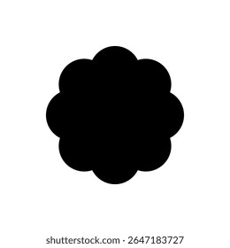 Emblema da etiqueta do logotipo do adesivo preto. Forma do rótulo para design de crachá, oferta de venda, marca de produto original, elemento de marca. Silhueta de Círculo Redondo Escaloada. Ilustração de vetor.