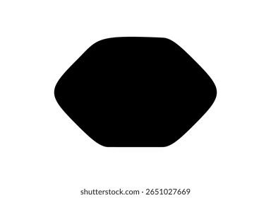Black Sticker Logo Tag Emblem. Label Shape for Badge Design, Sale Offer, Original Product Mark, Branding Element. Black Wide Rounded Rhombus Silhouette. Vector Illustration.