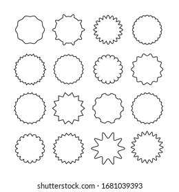 Black stickers isolated set line art collection. Vector flat graphic design cartoon illustration