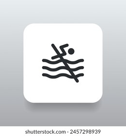 black stickman figure no swimming design icon concept