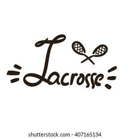 Black sticks for lacrosse with lettering. Vector illustration