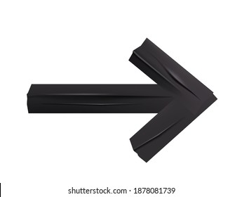 Black sticky adhesive tape realistic with torn and crumpled glued vector illustration