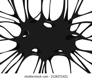 Black sticky slime background. Frame of dark petroleum. Popular kids sensory toy vector illustration. Vector abstract design element