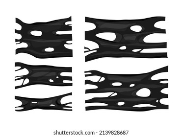 Juego de lodo pegajoso negro. Dibujo vectorial de juguete sensorial popular para niños. Marco de petróleo oscuro. Elemento de diseño abstracto vectorial