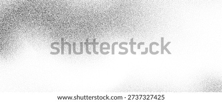 Black stippled sand wavy texture. Sandy dotted gradient wave background. Grungy grain noise speckle wallpaper for banner, poster, brochure. Grit backdrop with specks, particles, granules. Vector