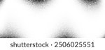 Black stippled wavy gradient texture. Grunge dotted noise background. Gritty splattered sand halftone overlay. Distressed sprayed dot work grain with specks, dust, dots, speckles, particles. Vector