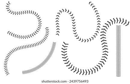 The black stitch or stitching of the baseball Isolated on white background. vector illustration .EPS 10