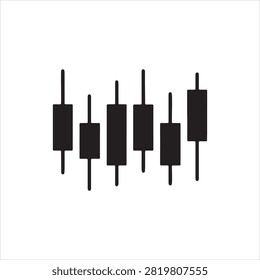 Black Stock Market Candlestick Chart Icons Isolated Vector Illustration