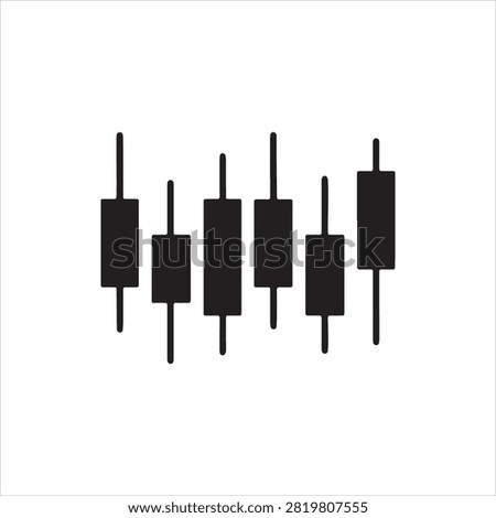 Black Stock Market Candlestick Chart Icons Isolated Vector Illustration