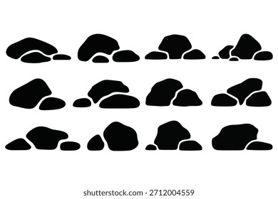 Schwarzer Steinhaufen Felsbrocken
