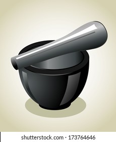Black stone mortar and pestle
