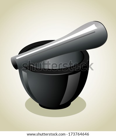 Black stone mortar and pestle