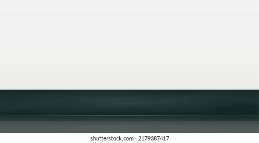 Mesa de piedra negra sobre fondo panorámico blanco, plantilla web promocional - Ilustración vectorial