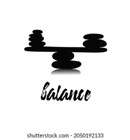 Black stones in balance, zen symbol. Logo for yoga and meditation studios