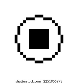 Black Stopp Button Symbol, Pixelkunst Design.