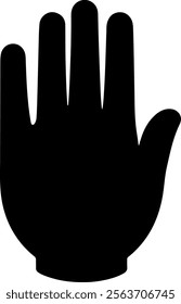 Black Stop hand silhouette vector illustration on white background