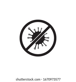Virus del icono de parada negra, bacterias, gérmenes y microbe aislados en fondo blanco. Ilustración de icono del vector