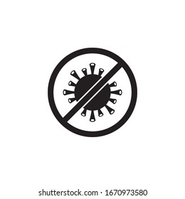 Black Stop Icon Virus, Bacteria, Germs And Microbe  Isolated On White Background. Vector Icon Illustration