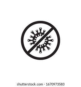 Black Stop Icon Virus, Bacteria, Germs And Microbe  Isolated On White Background. Vector Icon Illustration