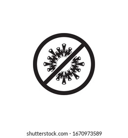 Black stop icon virus, Bacteria, Germs and Microbe  isolated on white background. Vector Icon Illustration