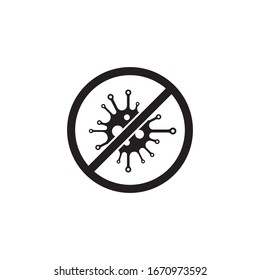 Black stop icon virus, Bacteria, Germs and Microbe  isolated on white background. Vector Icon Illustration