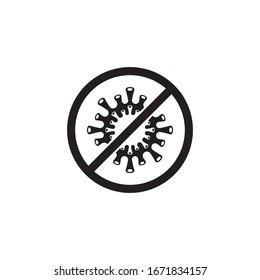 Black Stop Icon  Virus, Bacteria, Germs And Microbe  Isolated On White Background. Vector Icon Illustration