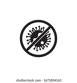 Black stop icon  virus, Bacteria, Germs and Microbe  isolated on white background. Vector Icon Illustration