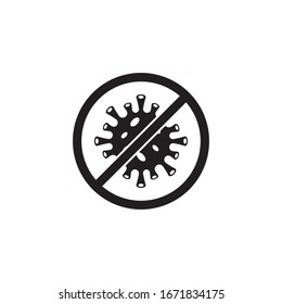 Black Stop Icon  Virus, Bacteria, Germs And Microbe  Isolated On White Background. Vector Icon Illustration