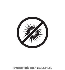 Black stop icon  virus, Bacteria, Germs and Microbe  isolated on white background. Vector Icon Illustration