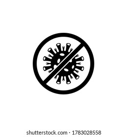 Black stop icon virus, Bacteria, Germs and Microbe  isolated on white background. Vector Icon Illustration