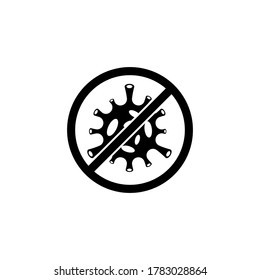 Virus del icono de parada negra, bacterias, gérmenes y microbio aislados en fondo blanco. Ilustración de iconos vectores