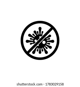 Black stop icon virus, Bacteria, Germs and Microbe  isolated on white background. Vector Icon Illustration