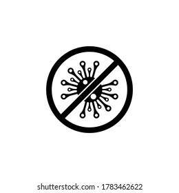 Black stop icon virus, Bacteria, Germs and Microbe  isolated on white background. Vector Icon Illustration