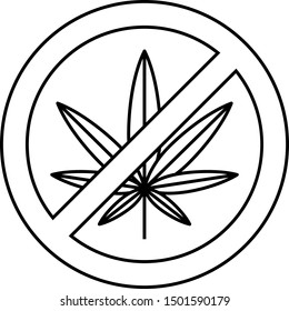 Black Stop marijuana or cannabis leaf icon isolated on white background. No smoking marijuana. Hemp symbol.  Vector Illustration