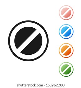 Black Stop sign icon isolated on white background. Traffic regulatory warning stop symbol. Set icons colorful. Vector Illustration