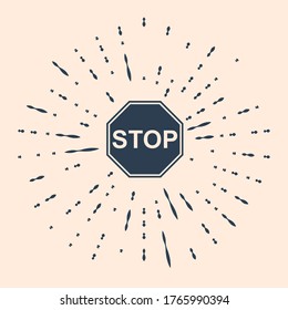 Icono de signo de parada negra aislado en fondo beige. Símbolo de detención de advertencia de tráfico. Resumen de puntos aleatorios de círculo. Ilustración vectorial