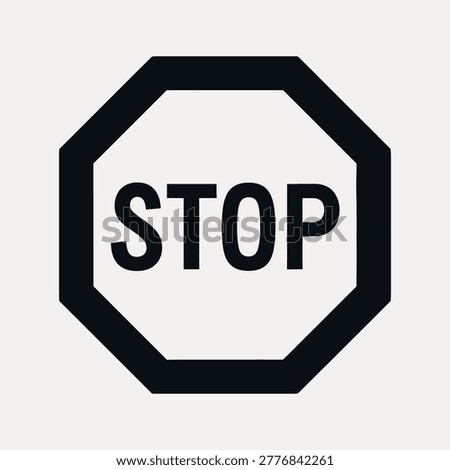 Black stop sign on light background octagonal