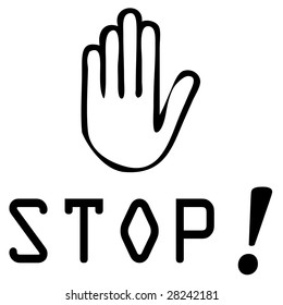 Black Stop Sign On White